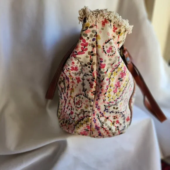 Patricia Nash Floral Cotton/Italy Leather Lady Handbag/Shoulder Bag - Picture 6 of 16